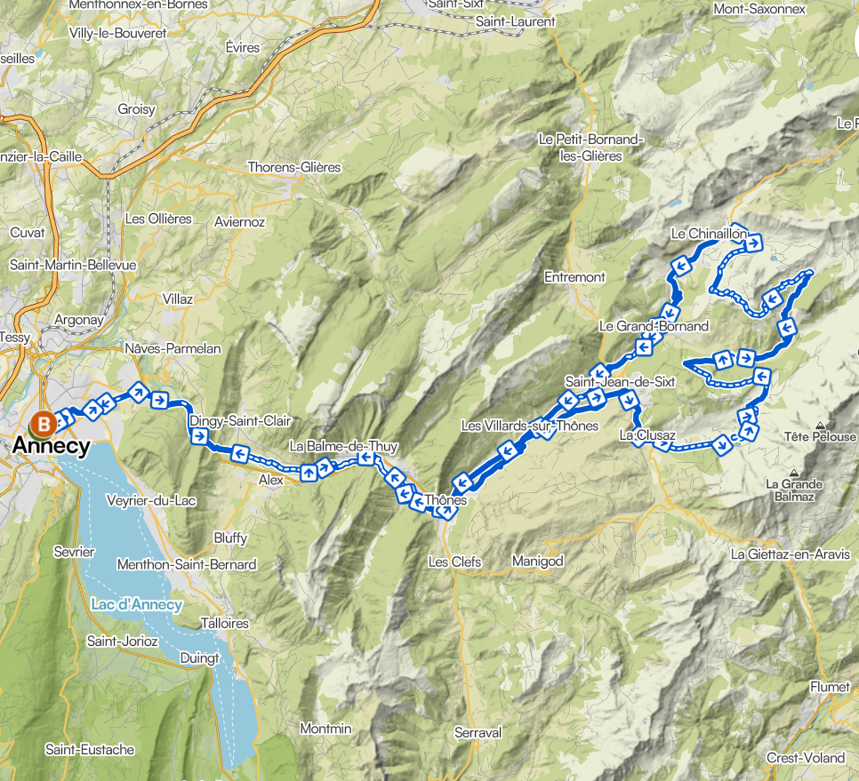 Carte Les Aravis - itinéraire gravel Haute-Savoie