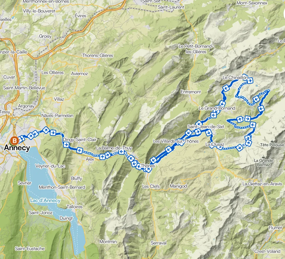 Carte Les Aravis - itinéraire gravel Haute-Savoie